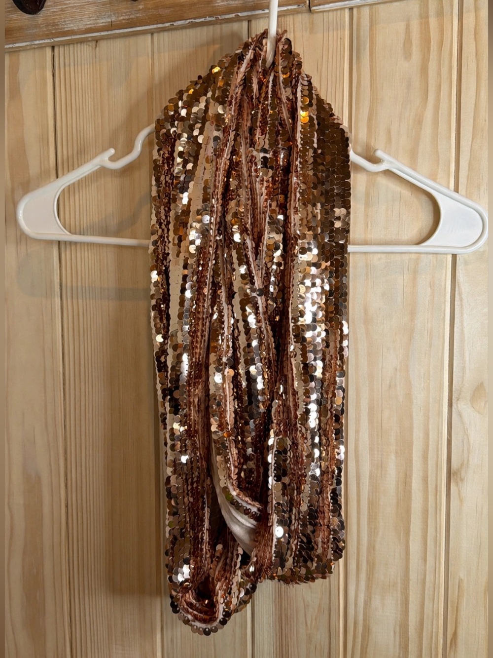 Express Sequin Infinity Scarf - Rose/Gold Tone